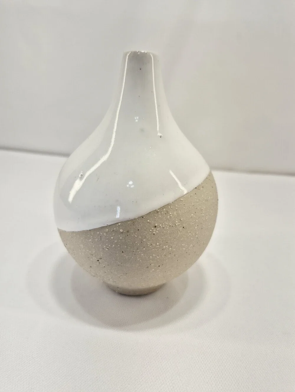 West Elm Half Dipped White Stoneware Small Bud Vase